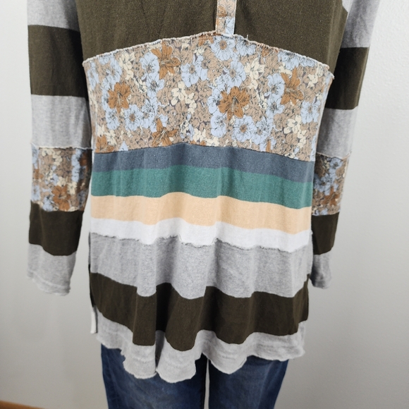 We The Free P+S Eloise Striped Multicolor Women's Polo Boho Top - Picture 3 of 8